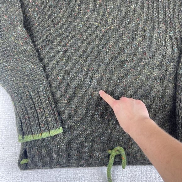 Aran Sweater Market 100%  Wool Pullover Hoodie Green Made in Ireland Read* - Picture 11 of 16